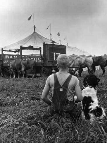myron-davis-a-boy-and-his-dog-watching-circus-tents-being-set-up